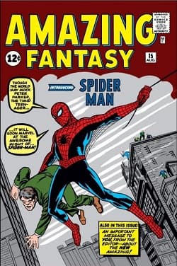 Amazing Fantasy #15 comic book cover being scanned